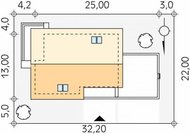 Rzut projektu Onyks 4 (SI) - Usytuowanie na działce