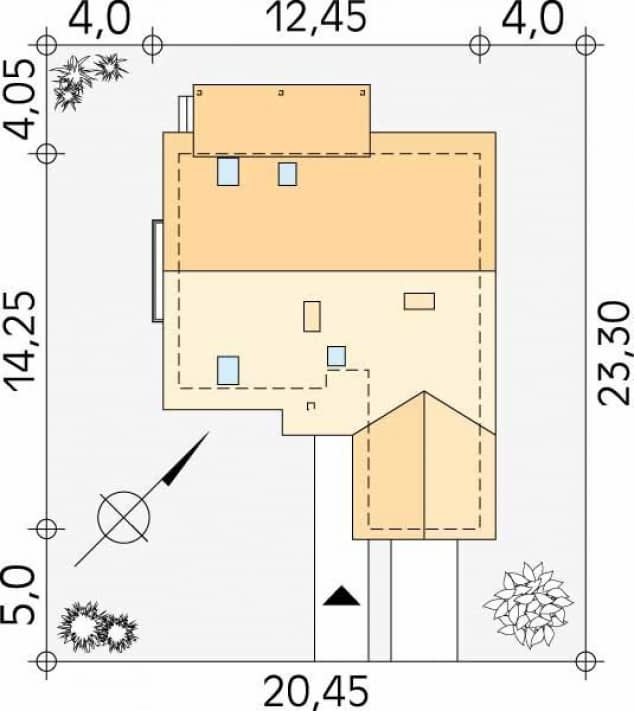 Rzut projektu Aloes 3 (CE) - Usytuowanie na działce