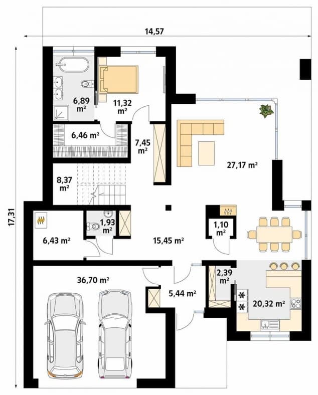 Rzut projektu Justa 3 (SL) - parter