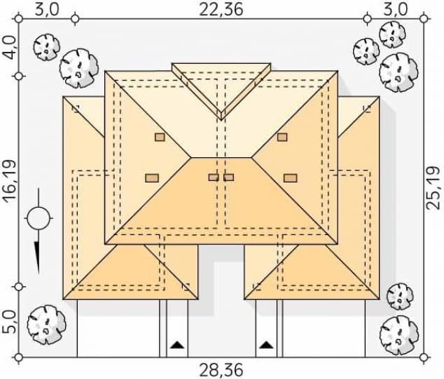 Rzut projektu Limonkowy (CE) - Usytuowanie na działce