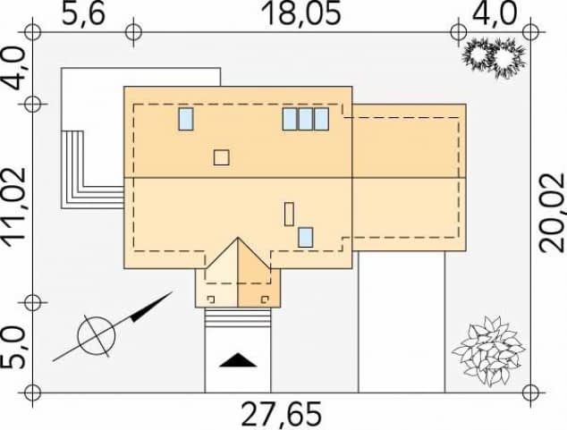 Rzut projektu Sójka 3 (CE) - Usytuowanie na działce