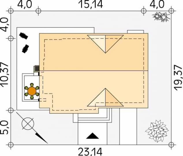 Rzut projektu Amber (CE) - Usytuowanie na działce