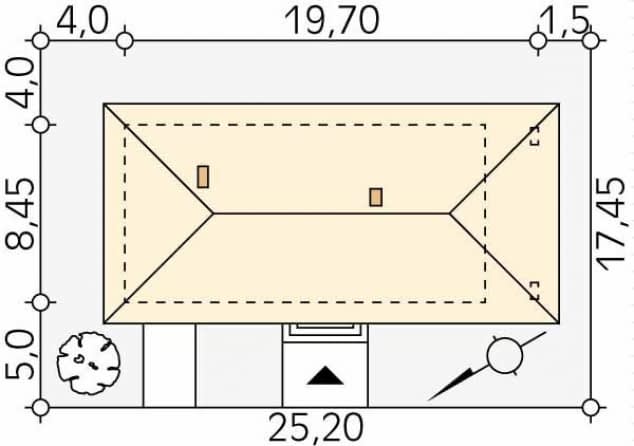 Rzut projektu Decyma 4 (CE) - Usytuowanie na działce