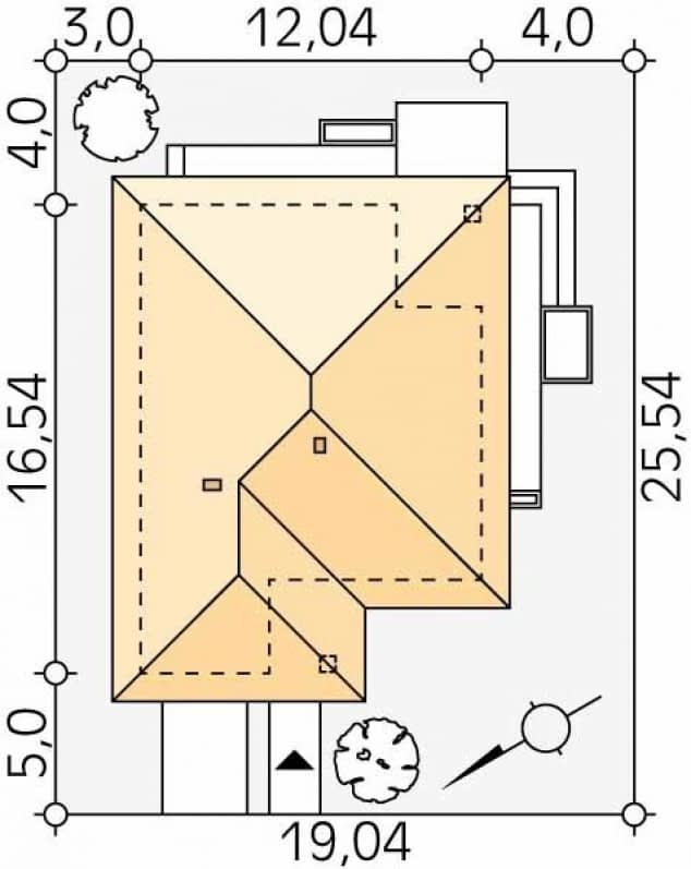 Rzut projektu Ariel 2 (KO) - Usytuowanie na działce