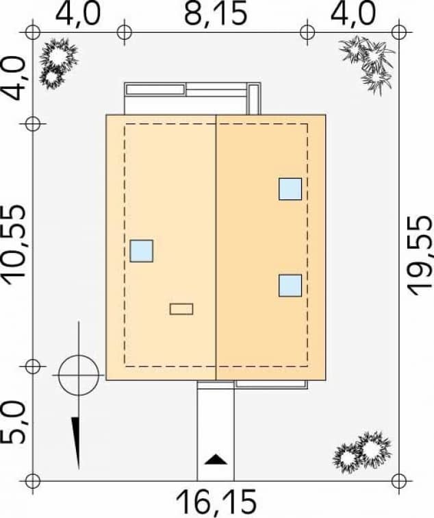Rzut projektu Oliwka 2 (CE) - Usytuowanie na działce