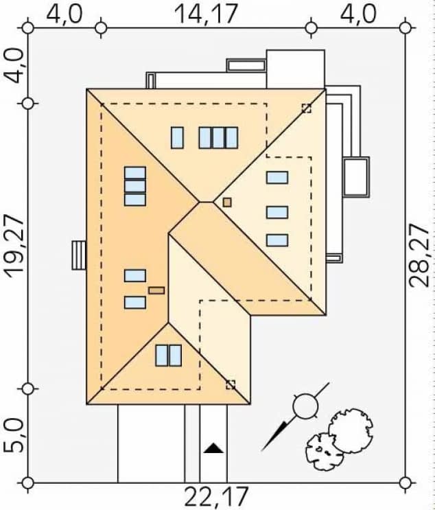 Rzut projektu Ariel 7 (KO) - Usytuowanie na działce