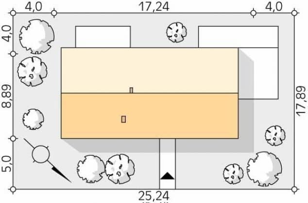Rzut projektu Paproć 3 (CE) - Usytuowanie na działce