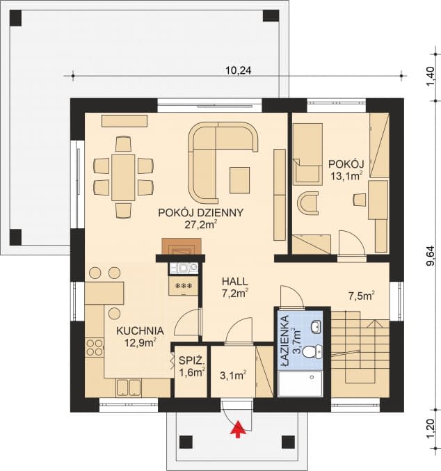 Rzut projektu APS 196 NEW - Parter