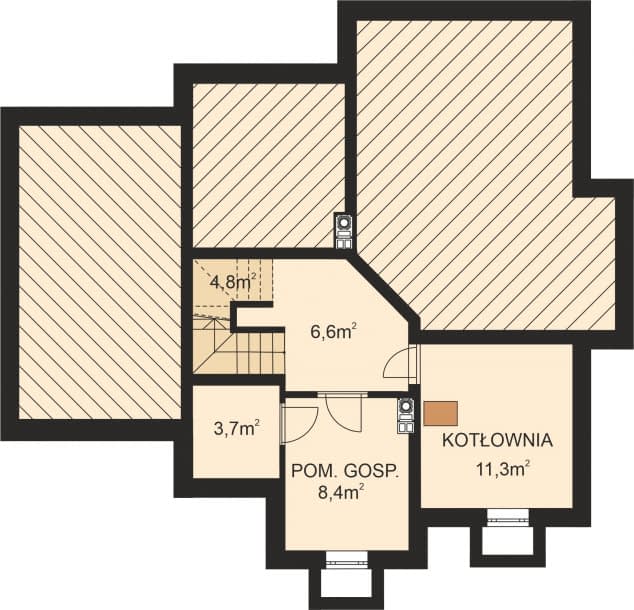 Rzut projektu APS 010 NEW + P - Piwnica