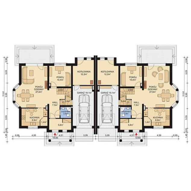 Rzut projektu APS 182 - Parter