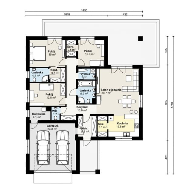 Rzut projektu APS 400 ECO - Parter