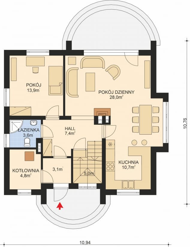 Rzut projektu APS 213 - Parter