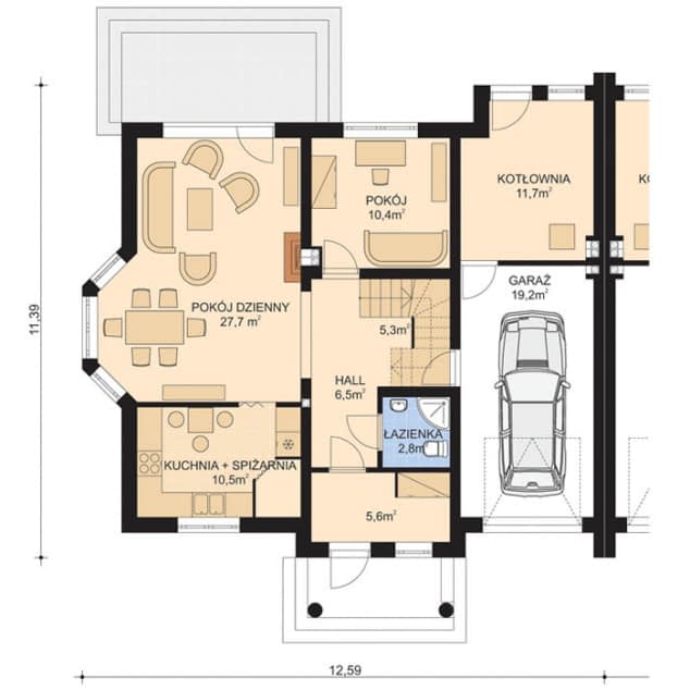 Rzut projektu APS 216 - Parter