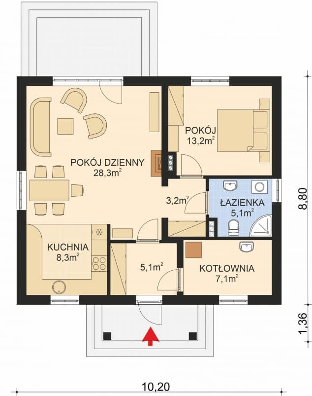 Rzut projektu APS 244 - Parter