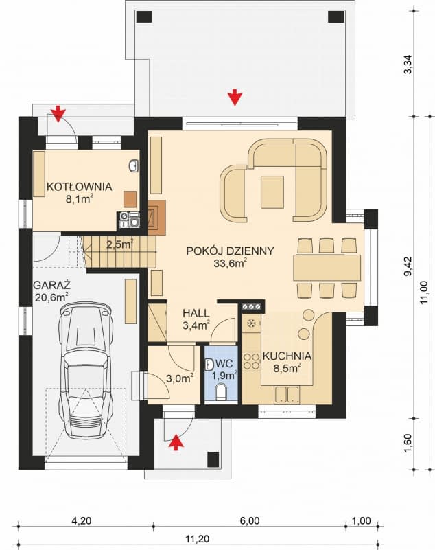 Rzut projektu APS 271 - Parter