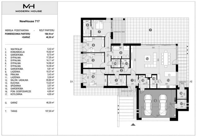 Rzut projektu NewHouse 717 - Rzut parteru