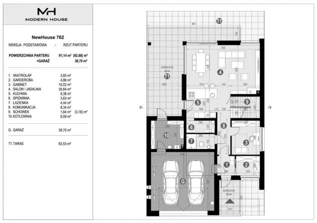 Rzut projektu NewHouse 762 - Rzut parteru