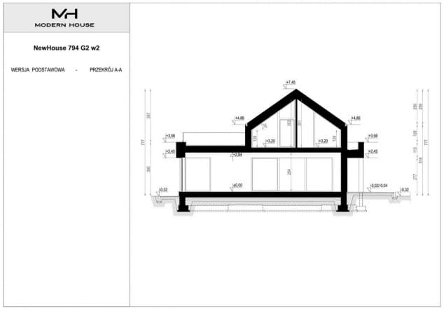 Rzut projektu BrickHouse 794 G2 w2 - Przekrój