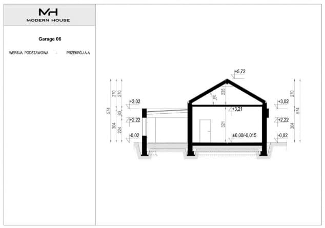 Rzut projektu Garage 06 - Przekrój
