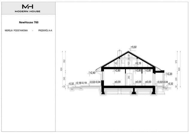 Rzut projektu NewHouse 760 - Przekrój