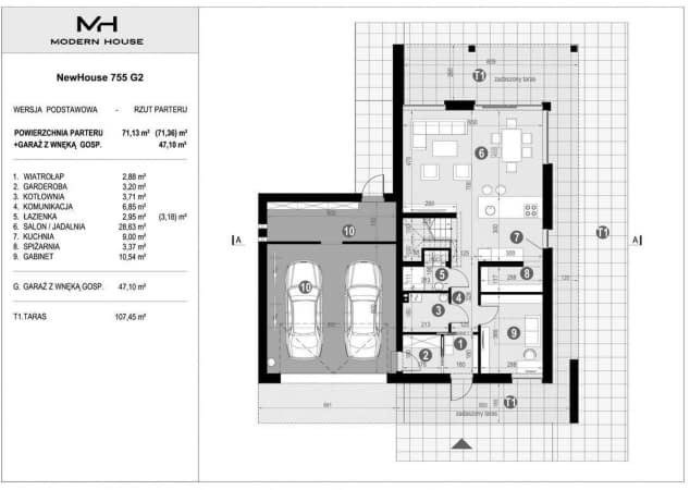Rzut projektu NewHouse 755 G2 - Rzut parteru