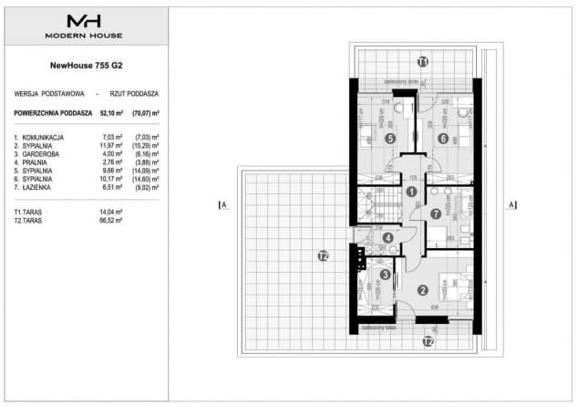 Rzut projektu NewHouse 755 G2 - Rzut poddasza