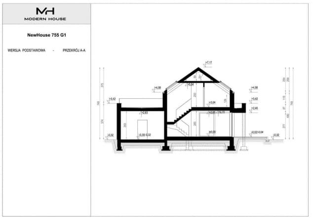 Rzut projektu NewHouse 755 G1 - Przekrój