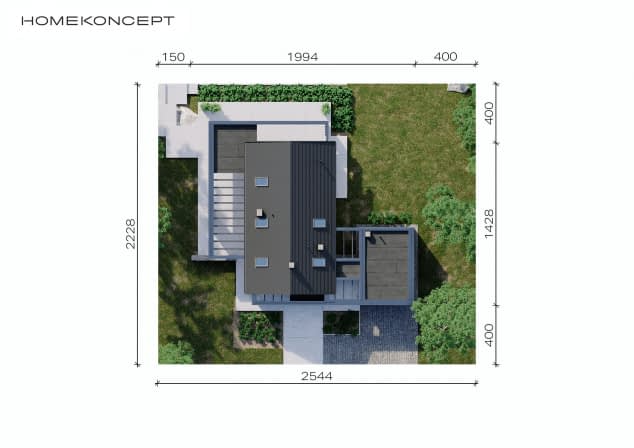Rzut projektu HOMEKONCEPT 66 G1 - Usytuowanie na działce