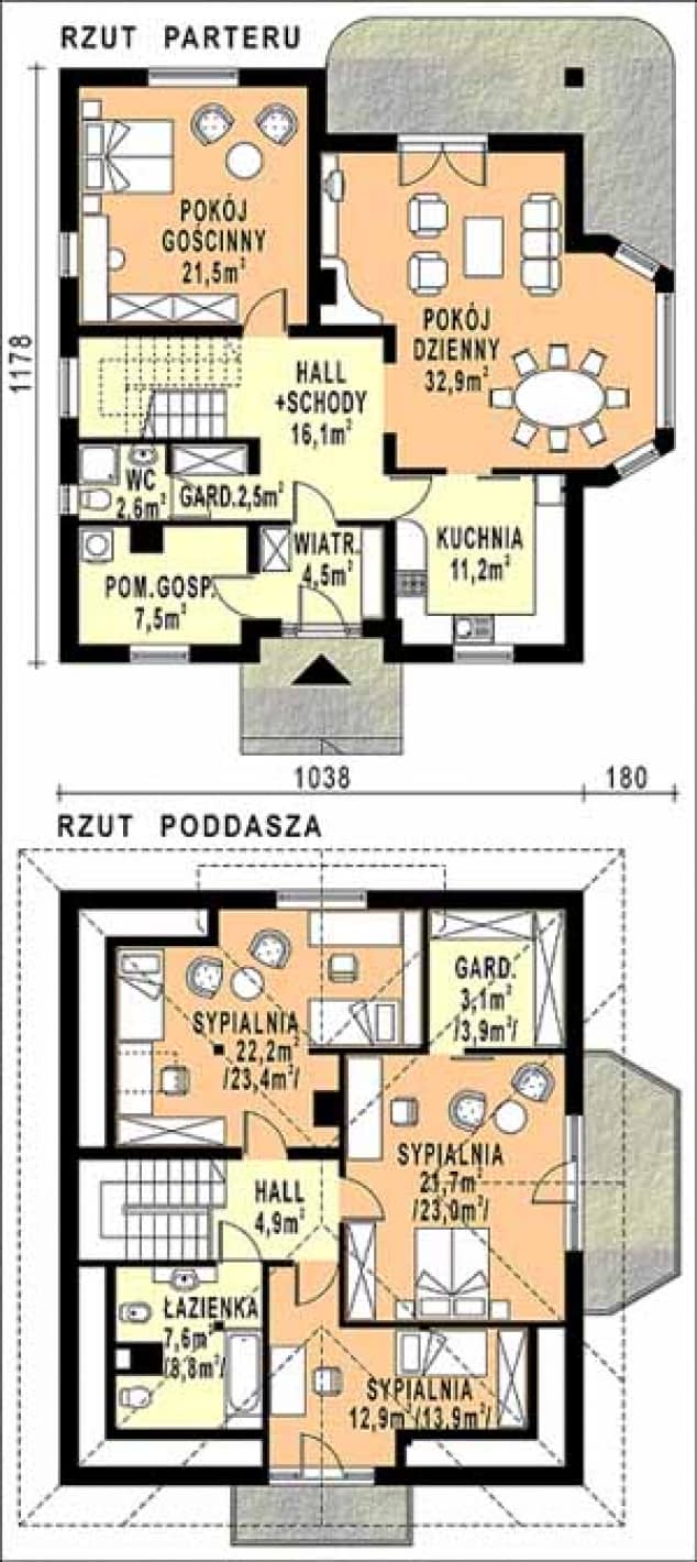Rzut projektu WB-3955 - Parter