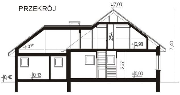Rzut projektu WB-0007 - Przekrój