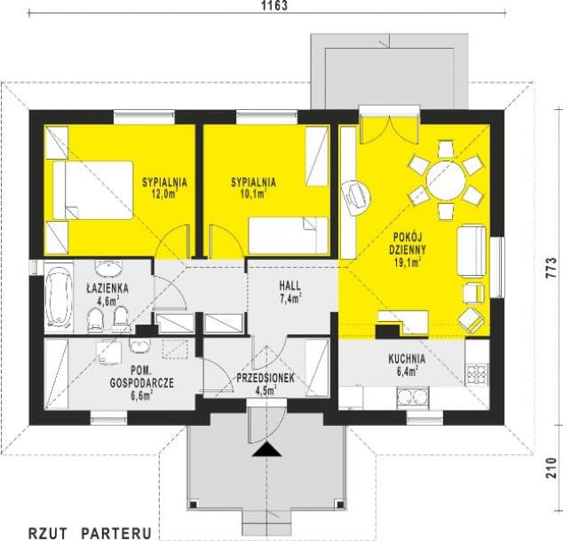 Rzut projektu WB-0013 - Parter