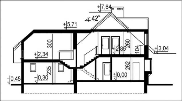 Rzut projektu WB-0031 - Przekrój