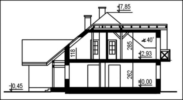 Rzut projektu WB-0040 - Przekrój