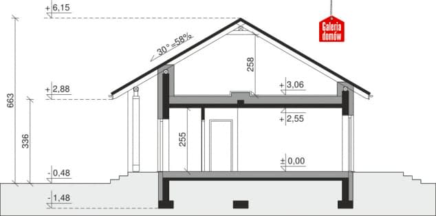 Rzut projektu Dom przy Bukowej 15 - Przekrój