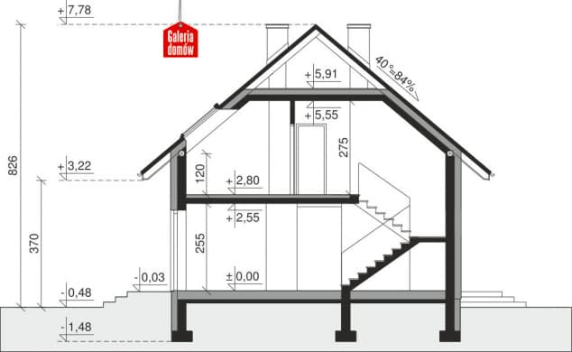 Rzut projektu Dom przy Alabastrowej 55 - Przekrój