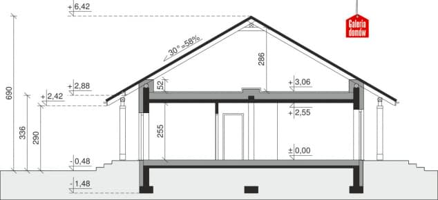 Rzut projektu Dom przy Bukowej 28 - Przekrój