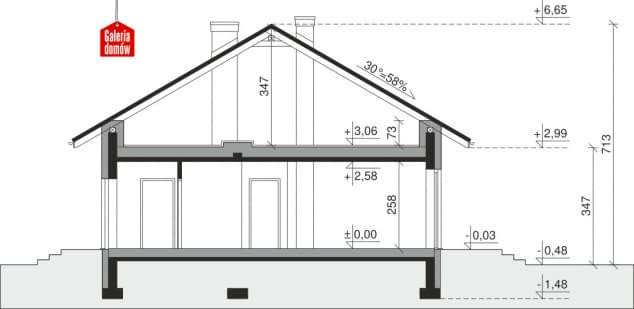 Rzut projektu Dom przy Bukowej 30 - Przekrój
