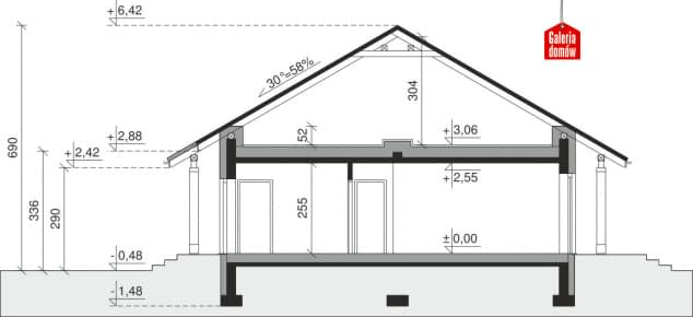 Rzut projektu Dom przy Bukowej 34 - Przekrój