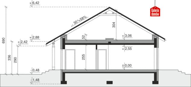 Rzut projektu Dom przy Bukowej 36 - Przekrój
