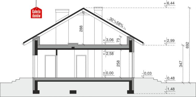 Rzut projektu Dom przy Bukowej 40 - Przekrój