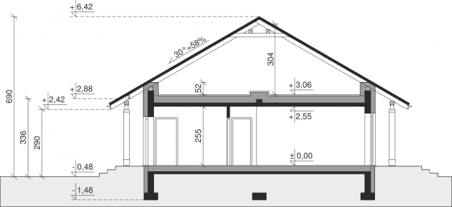 Rzut projektu Dom przy Bukowej 41 - Przekrój