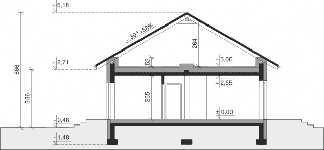 Rzut projektu Dom przy Bukowej 44 - Przekrój
