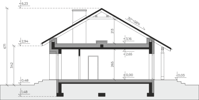 Rzut projektu Dom przy Klonowej 9 - Przekrój
