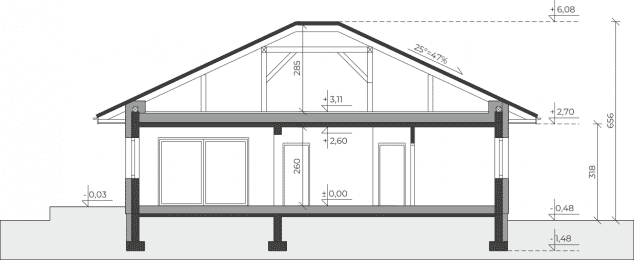 Rzut projektu Dom przy Rubinowej 14 - Przekrój