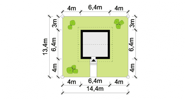 Rzut projektu Paulus I - Usytuowanie na działce