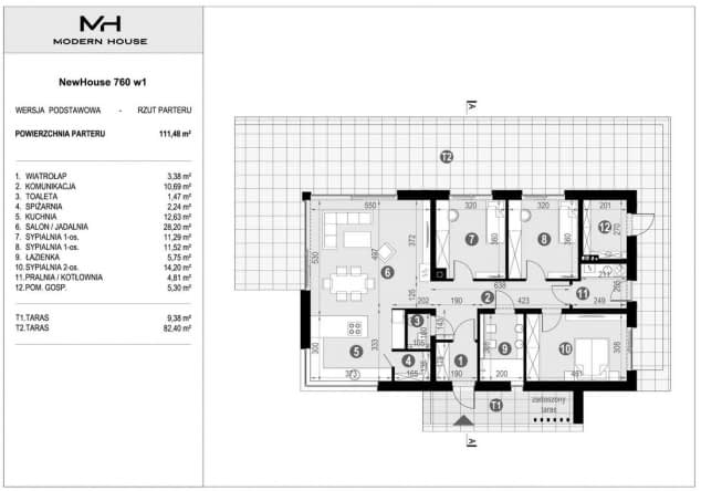 Rzut projektu NewHouse 760 w1 - Rzut parteru