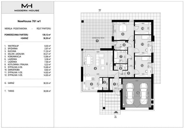 Rzut projektu NewHouse 761 w1 - Rzut parteru