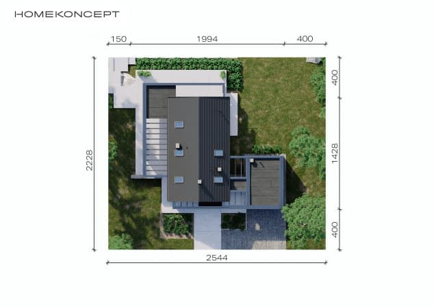 Rzut projektu HOMEKONCEPT 66 G1 - Usytuowanie na działce