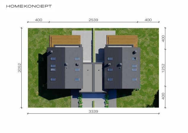 Rzut projektu HOMEKONCEPT 72 D - Usytuowanie na działce