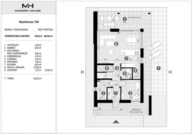 Rzut projektu NewHouse 750 - Rzut parteru